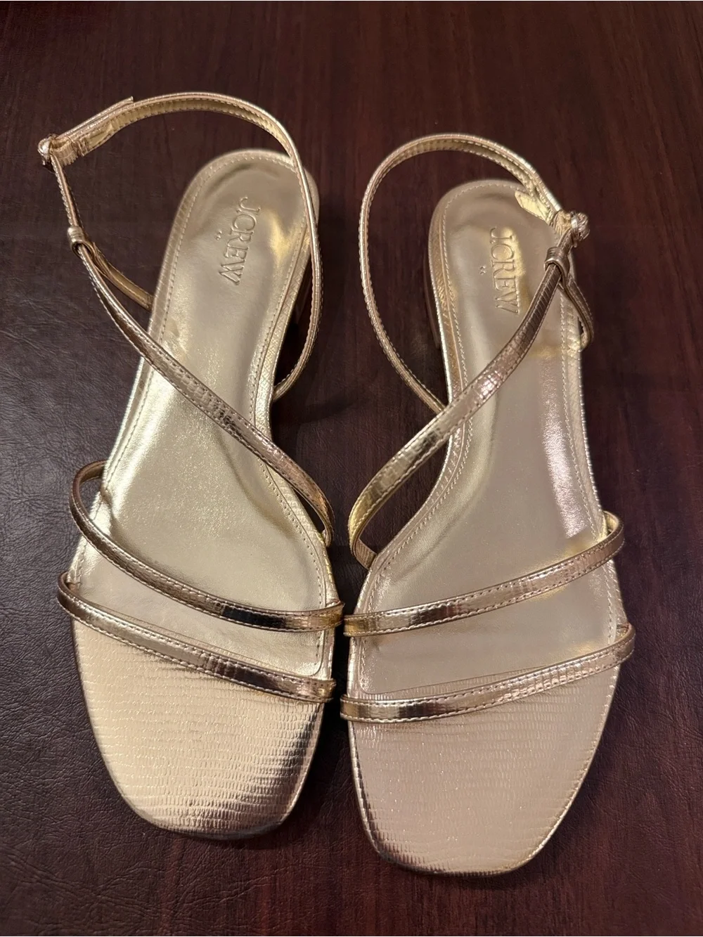 J. Crew Metallic Gold Strappy Slingback Sandals